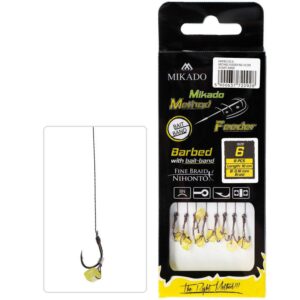 HACZYK DO METODY 10 cm Z GUMKĄ - haczyk z zadziorem: 4 / plecionka: 0.16 mm - op.8szt - obrazek 1