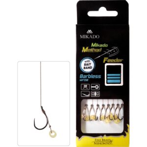 HACZYK DO METODY 10 cm Z GUMKĄ - haczyk bezzadziorowy: 12 / plecionka: 0.12 mm - op.8szt - obrazek 1