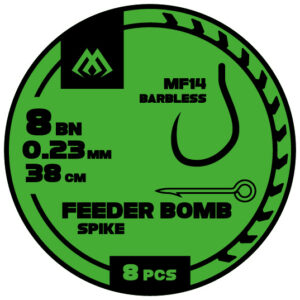 Przypon Mikado feeder bomb - Z IGŁĄ - hak bez zadziora nr 6 / żyłka: 0.25mm/38cm - op.8szt. - obrazek 2