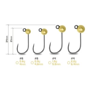 Główka jigowa wolframowa Delphin T-AREA BL / 6.4mm / 2.2g / #4 / 5 szt. - Złoty - obrazek 2